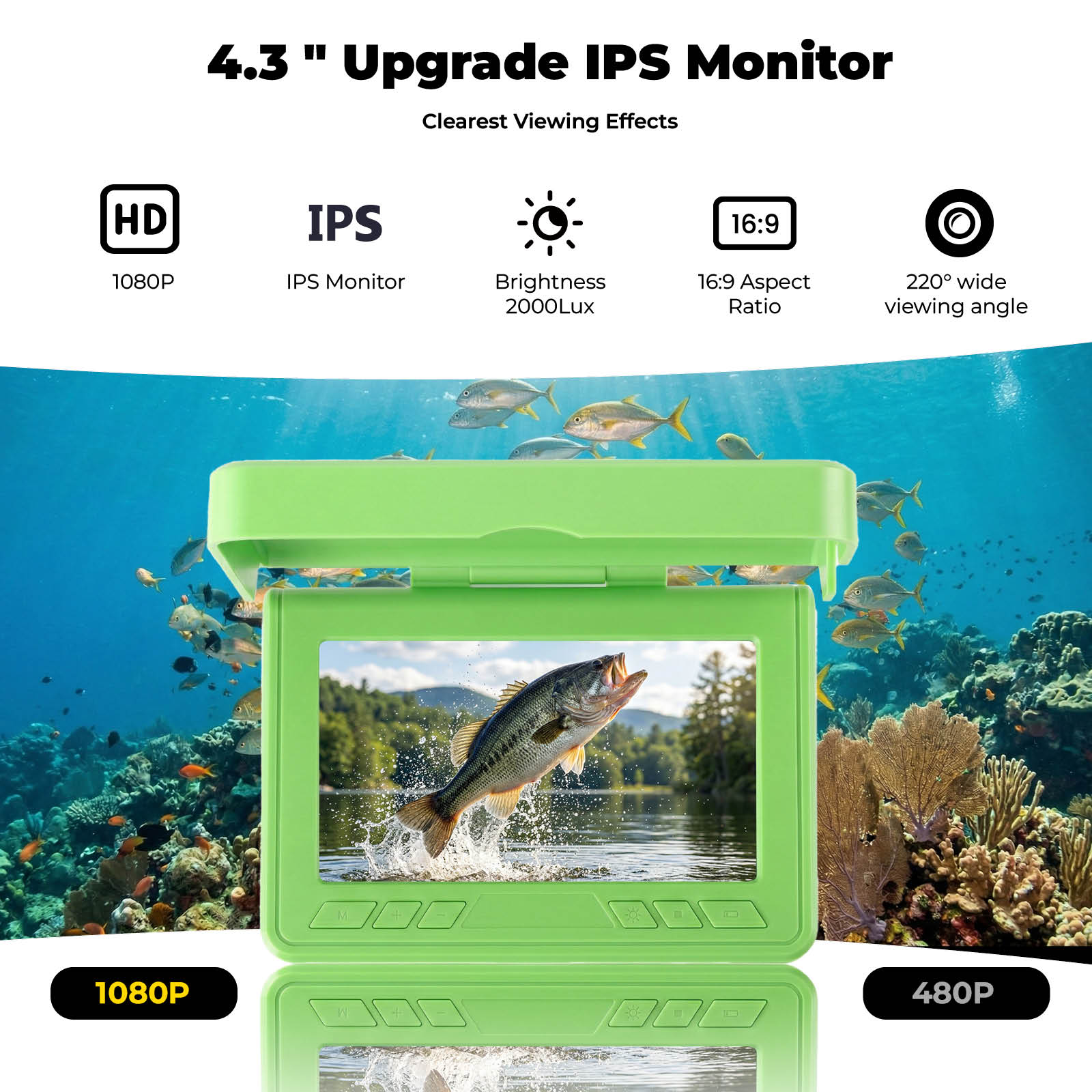 كاميرا صيد الأسماك المحمولة تح - مراجعة Fish Finder Portable وسعره